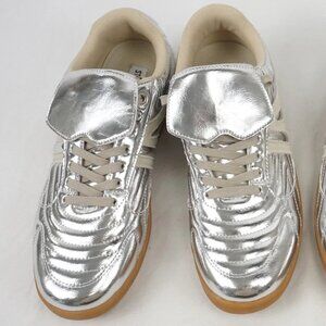 Steve Madden Madrid Womens Metallic Silver Sneakers Casual Shoes, Pick Size